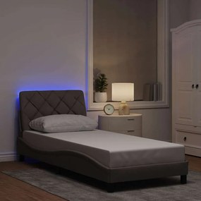 Σκελετός Κρεβατιού με LED Χωρίς Στρώμα Taupe 90x190 εκ. - Μπεζ-Γκρι