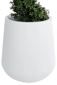 GloboStar® Artificial Garden MISSOURI 20692 Διακοσμητικό Πολυεστερικό Τσιμεντένιο Κασπώ Γλάστρα - Flower Pot Λευκό Φ45 x Υ45cm