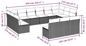 vidaXL Σετ Καναπέ Κήπου 13 τεμ. Καφέ από Συνθ. Ρατάν με Μαξιλάρια