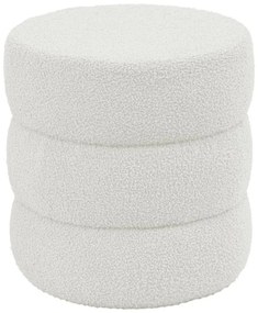 Pouf stool Kioto teddy fabric white D40x40cm 40x40x40 εκ.