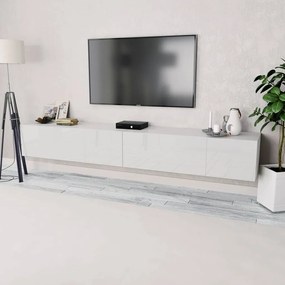 vidaXL Έπιπλα Τηλεόρασης 2 τεμ. Γυαλιστ. Λευκό 120x40x34εκ Επεξ. Ξύλο