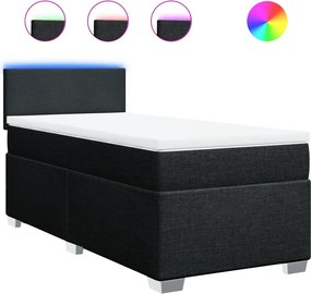 vidaXL Κρεβάτι Boxspring με Στρώμα Μαύρο 90x190 εκ.Υφασμάτινο