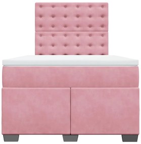 vidaXL Κρεβάτι Boxspring με Στρώμα Ροζ 120x190 εκ. Βελούδινο