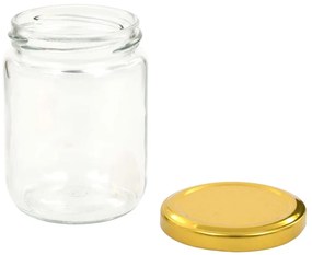 Βάζα Μαρμελάδας 48 τεμ. 230 ml Γυάλινα με Χρυσά Καπάκια - Χρυσό