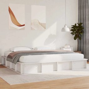 vidaXL Σκελετός Κρεβατιού Λευκό 180 x 200 cm Ξύλο και Μέταλλο