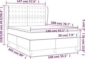 vidaXL Κρεβάτι Boxspring με Στρώμα Λευκό 140x200εκ.από Συνθετικό Δέρμα