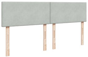 vidaXL Κρεβάτι Boxspring με Στρώμα Ανοιχτό Γκρι 200x200 εκ. Βελούδινο