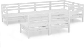 vidaXL Σαλόνι Κήπου Σετ 7 Τεμαχίων Λευκό από Μασίφ Ξύλο Πεύκου