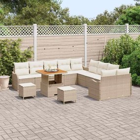 vidaXL Σετ Καναπέ Κήπου με μαξιλάρι 13 pcs Μπεζ συνθετικό ρατάν