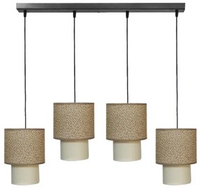 Κρεμαστό Φωτιστικό Οροφής 4xE27 Ύφασμα HK-10 Heronia Lighting-14-0278-Καφέ 14-0278