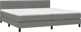 vidaXL Κρεβάτι Boxspring με Στρώμα Σκούρο Γκρι 200x200 εκ. Υφασμάτινο