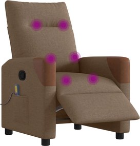 vidaXL Πολυθρόνα Μασάζ Ηλεκτρική Ανακλινόμενη Καφέ Υφασμάτινη