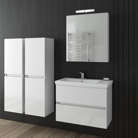 Drop Luxus 70 White Gloss MDF - Πάγκος με Νιπτήρα &amp; Καθρέπτη