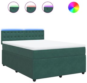 vidaXL Κρεβάτι Boxspring με Στρώμα Σκούρο Πράσινο 160x200εκ. Βελούδινο