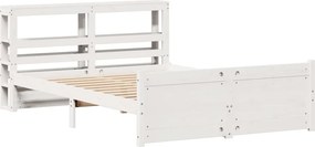 vidaXL Πλαίσιο Κρεβατιού Κεφαλάρι Λευκό 150x200εκ Μασίφ Πεύκο
