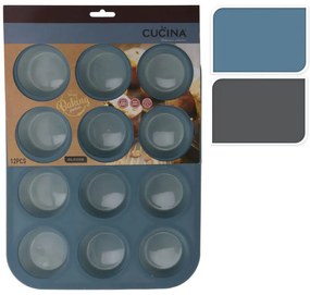 Φόρμα Ζαχαροπλαστικής La Cusina για Cupcakes/Muffins από Σιλικόνη 12 Θέσεων, σε 2 διαθέσιμα χρώματα, γκρι και μπλε