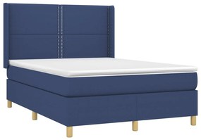 vidaXL Κρεβάτι Boxspring με Στρώμα &amp; LED Μπλε 140x190 εκ. Υφασμάτινο
