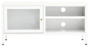 Έπιπλο Τηλεόρασης Λευκό 90 x 30 x 44 εκ. από Ατσάλι και Γυαλί - Λευκό