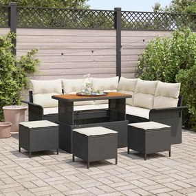 vidaXL Σετ Καναπέ Κήπου Ρυθμιζόμενο ύψος 9 pcs Μαύρο συνθετικό ρατάν