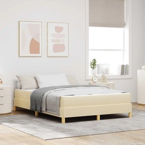 vidaXL Κρεβάτι με ελατήρια με στρώμα Κρεμ 140 x 200 cm ύφασμα