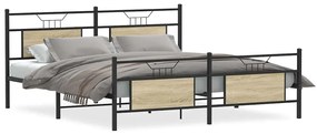 vidaXL Σκελετός Κρεβ. Χωρίς Στρώμα Sonoma Δρυς 180x200 εκ. Μεταλλικό