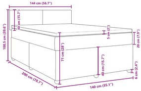 Κρεβάτι Boxspring με Στρώμα Σκούρο Καφέ 140x200 εκ Υφασμάτινο - Καφέ