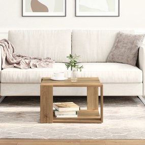 vidaXL Τραπεζάκι Καφέ Δρυς 51,5x51,5x30 cm Μηχανικής Ξυλείας