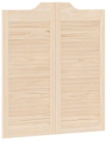 Swing Doors Louvred Design 1-Pair 90x80 cm από μασίφ ξύλο πεύκο - Καφέ