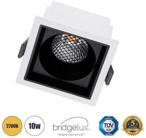 Χωνευτό Σποτ Downlight LED TrimLess 10W Λευκό-Μαύρο Θερμό 2700K PLUTO-M 60271 Globostar-60271-Λευκό 60271