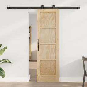 vidaXL Συρόμενη Πόρτα με Σετ Εξαρτημάτων 61x198.5 εκ Μασίφ Ξύλο Πεύκου