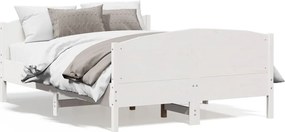 vidaXL Σκελετός Κρεβ. Χωρίς Στρώμα Λευκό 135x190 εκ Μασίφ Πεύκο