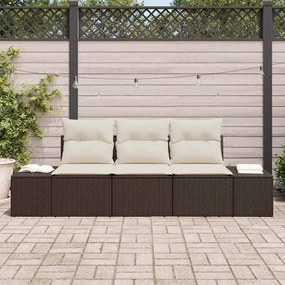vidaXL Σετ Καναπέ Κήπου 3 pcs Καφέ, Κρέμα Πολυ rattan, βαμμένο ατσάλι