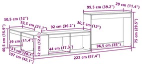 Κομοδίνο με Γραφείο 222x122x75 εκ. από Μασίφ Ξύλο Πεύκου - Καφέ