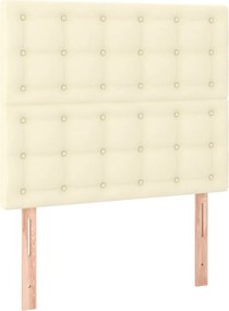 vidaXL Κρεβάτι Boxspring με Στρώμα &amp; LED Κρεμ 80x200 εκ. Συνθ. Δέρμα