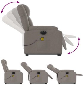 vidaXL Πολυθρόνα Μασάζ Ηλεκτρική Ανακλ.Taupe Υφασμάτινη