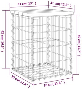 Παγκάκι Κήπου Συρματοκιβώτιο 33x31x42 εκ. από Μασίφ Ξύλο Πεύκου - Καφέ