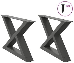 vidaXL Πόδια Τραπεζιού Σαλονιού 2 τεμ. Ανθρακί 60x(30-31,3) εκ. Ατσάλι