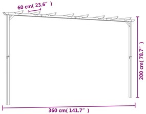 vidaXL Πέργκολα Κήπου 360 x 200 x 60 εκ. από Εμποτισμένο Ξύλο Πεύκου
