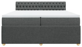 vidaXL Κρεβάτι Boxspring με Στρώμα Σκούρο Γκρι 200x200 εκ. Υφασμάτινο