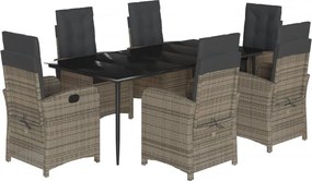 vidaXL Σετ Τραπεζαρίας Κήπου 7 τεμ. Γκρι Συνθ. Ρατάν με Μαξιλάρια