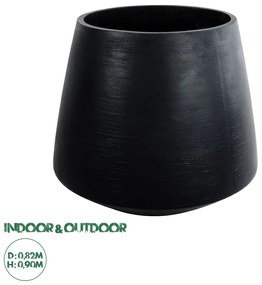 20704 GloboStar® Artificial Garden TIJUANA 20704 Διακοσμητικό Πολυεστερικό Τσιμεντένιο Κασπώ Γλάστρα - Flower Pot Μαύρο Φ82 x Υ90cm