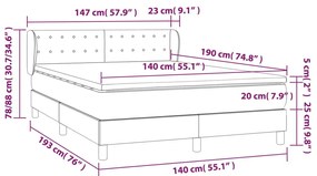 Κρεβάτι Boxspring με Στρώμα Taupe 140x190 εκ. Υφασμάτινο - Μπεζ-Γκρι