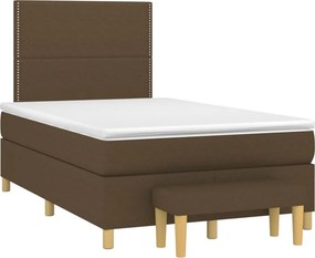 vidaXL Κρεβάτι Boxspring με Στρώμα Σκούρο Καφέ 120x200 εκ. Υφασμάτινο