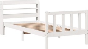 vidaXL Σκελετός Κρεβ. Χωρίς Στρώμα Λευκό 75x190 εκ Μασίφ Πεύκο