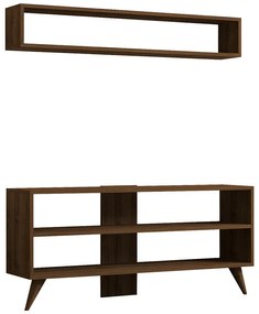 Σύνθετο σαλονιού Prestige pakoworld σε καρυδί απόχρωση 120x29,6x50εκ