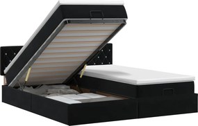 vidaXL Κρεβάτι Ottoman με στρώμα με κεφαλάρι 2 pcs Μαύρο Βελούδο