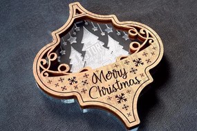 Σετ των 3 Intra απο ξύλο plywood 3mm-4mm πάχος Χριστουγεννιάτικο στολίδι Δίασταση 8x8 cm INTRAFABR-78627632