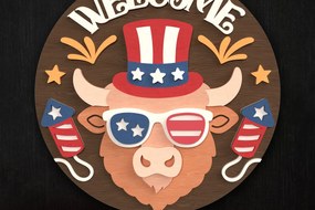 Intra απο ξύλο plywood 3mm-4mm πάχος – Patriotic Buffalo Welcome Sign Δίασταση 40x30 cm INTRAFABR-122314706