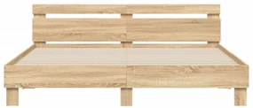 vidaXL Πλαίσιο Κρεβατιού με Κεφαλάρι Sonoma Δρυς 200x200εκ. Επεξ. Ξύλο