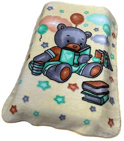 Κουβέρτα Βελουτέ Κούνιας (110x140) Dimcol Studying Bear 39 Ecru - Light Yellow